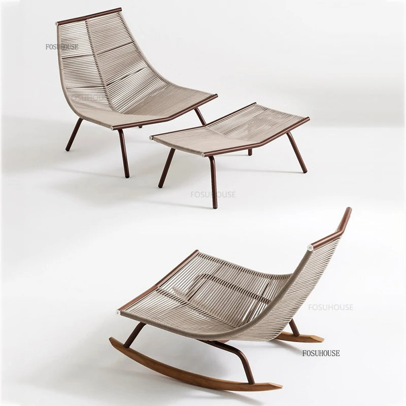 Nordic Outdoor Rattan Garden Furniture Set with Rocking Chairs
