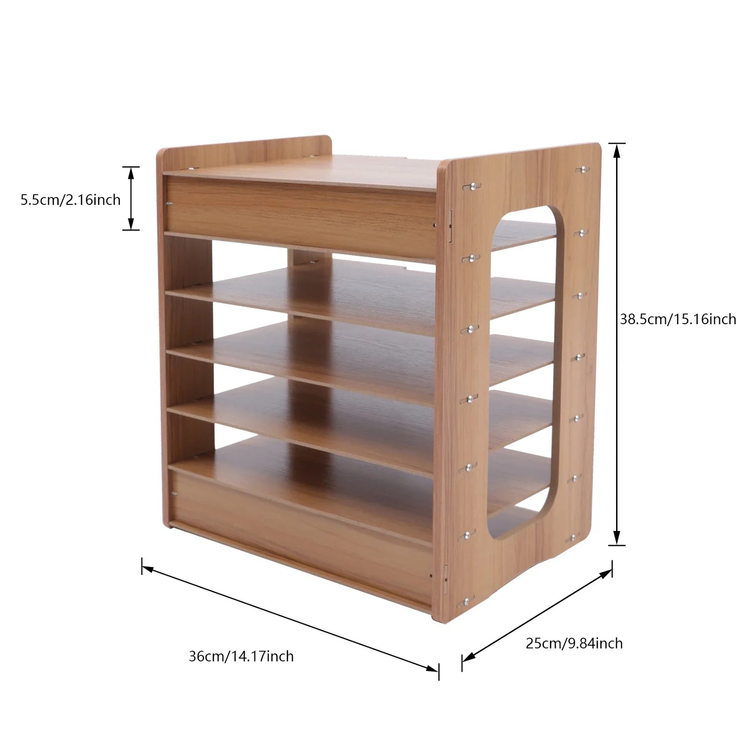 Durable Wood 7 Tier Desk File Organizer For A4 Paper