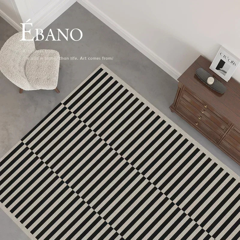 Retro Striped Living Room Rug Premium Thickened Soft Carpet