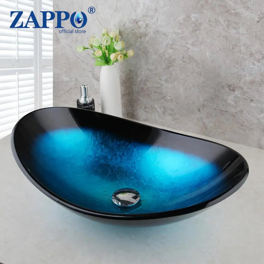 Durable Tempered Glass Vessel Sink With Waterfall Faucet