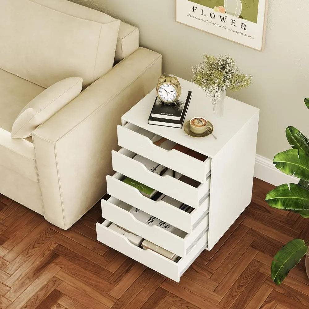 5-Drawer Storage Cabinet, Versatile Drawer of Chest with Lockable Wheels, Mobile Office Lateral File Cabinet,for Home,Customized