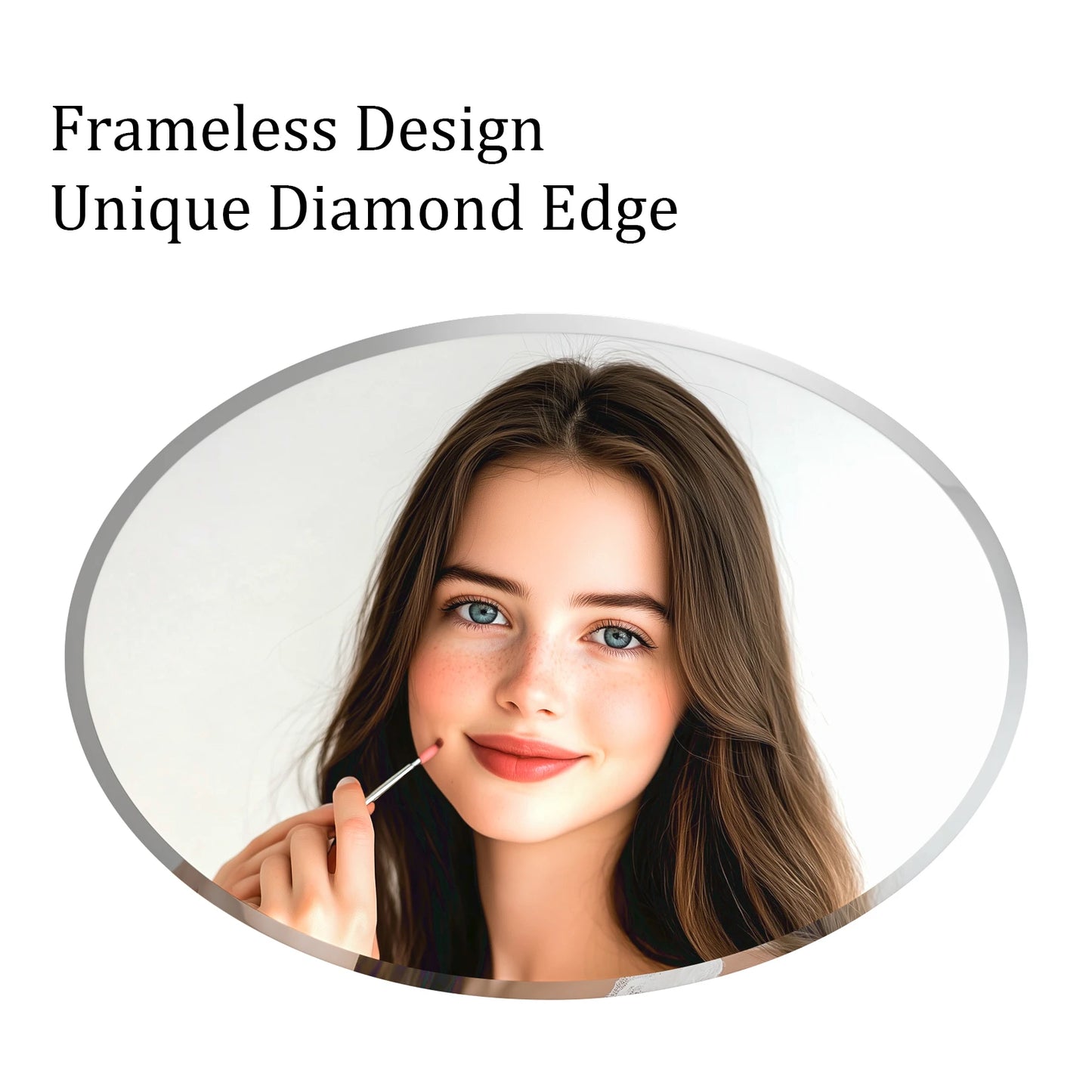 Oval Frameless Mirror With Beveled Edge High Definition