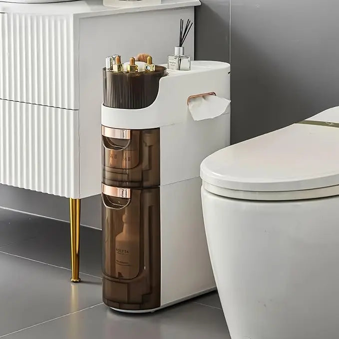Slim 4-Tier Waterproof Bathroom Storage Cabinet with Drawers