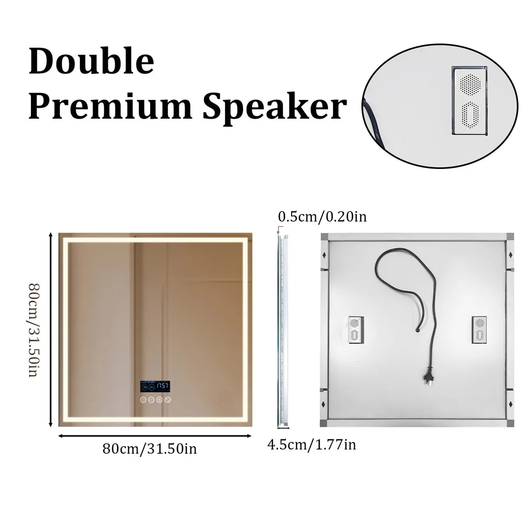 Illuminated Bluetooth Bathroom Vanity Mirror With Anti Fog LED Lighting