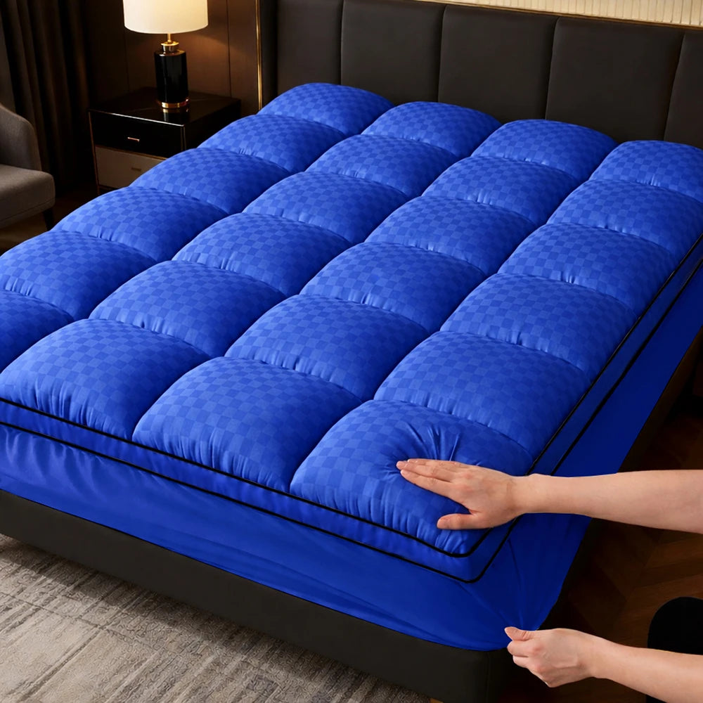 Extra Thick Mattress Topper 500-1000Gsm Cooling Noiseless Breathable Fitted 8-21 Deep Pocket Machine Washable Mattress Pad