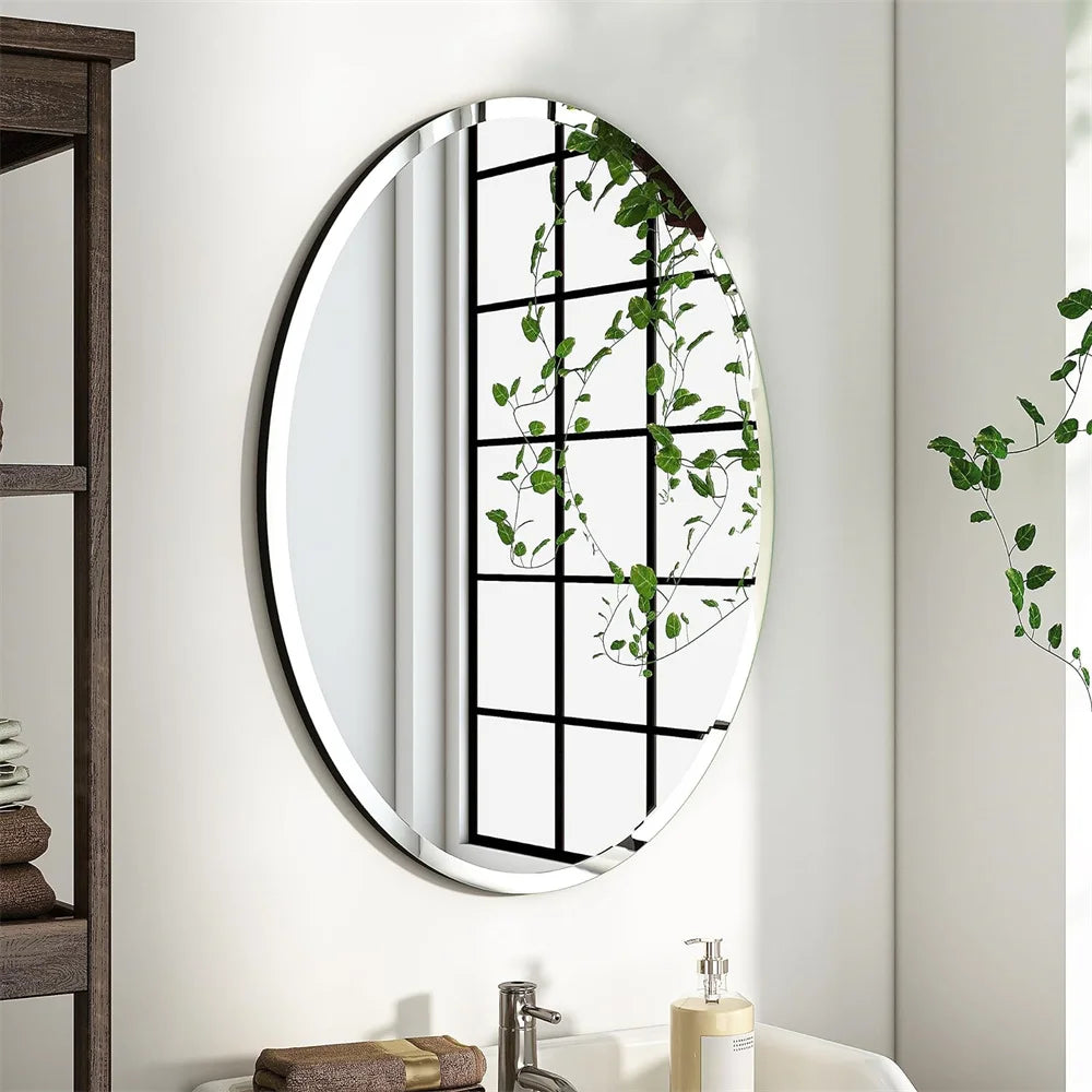 Oval Frameless Mirror With Beveled Edge High Definition