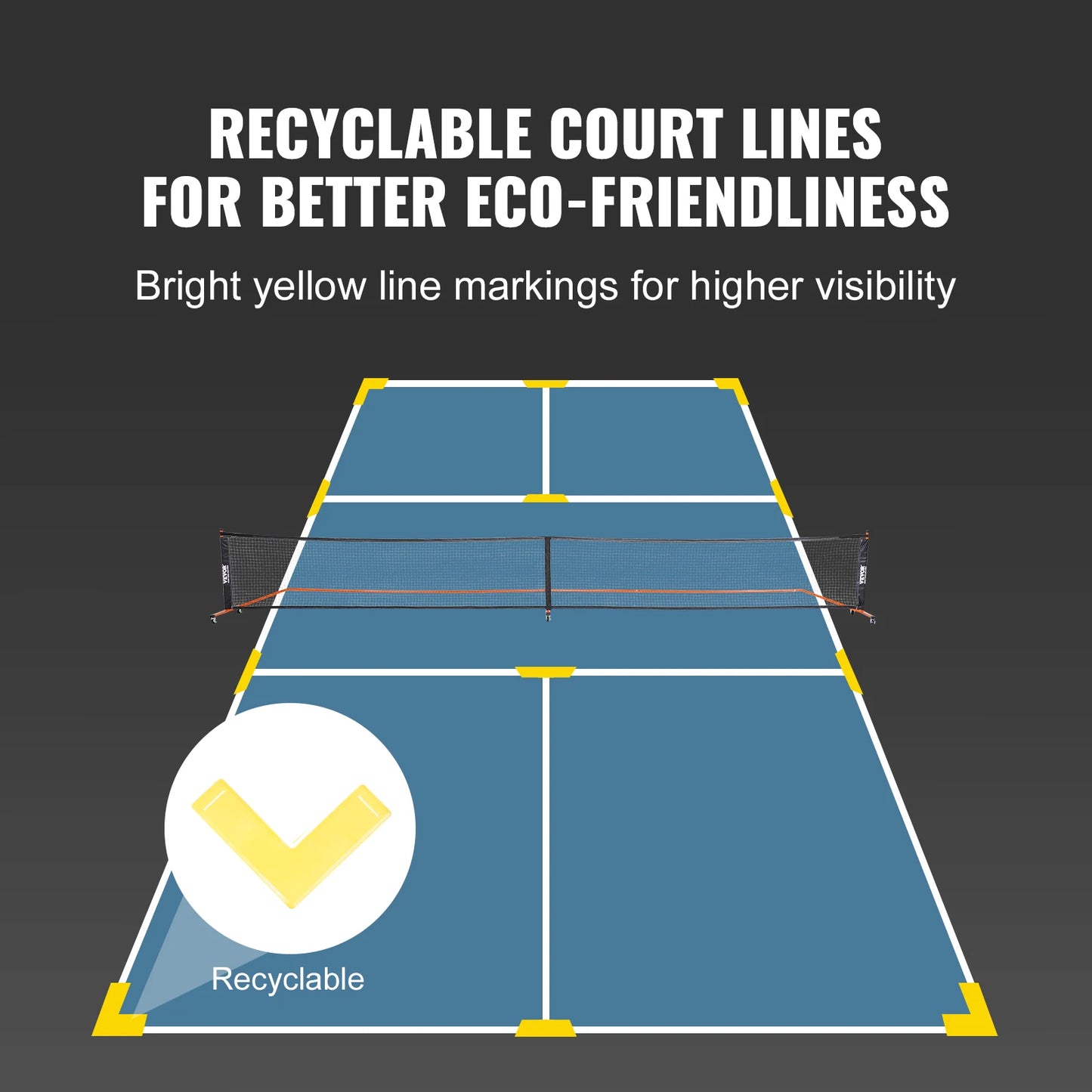 Portable Pickleball Net System 22Ft Full Court Pro Plus