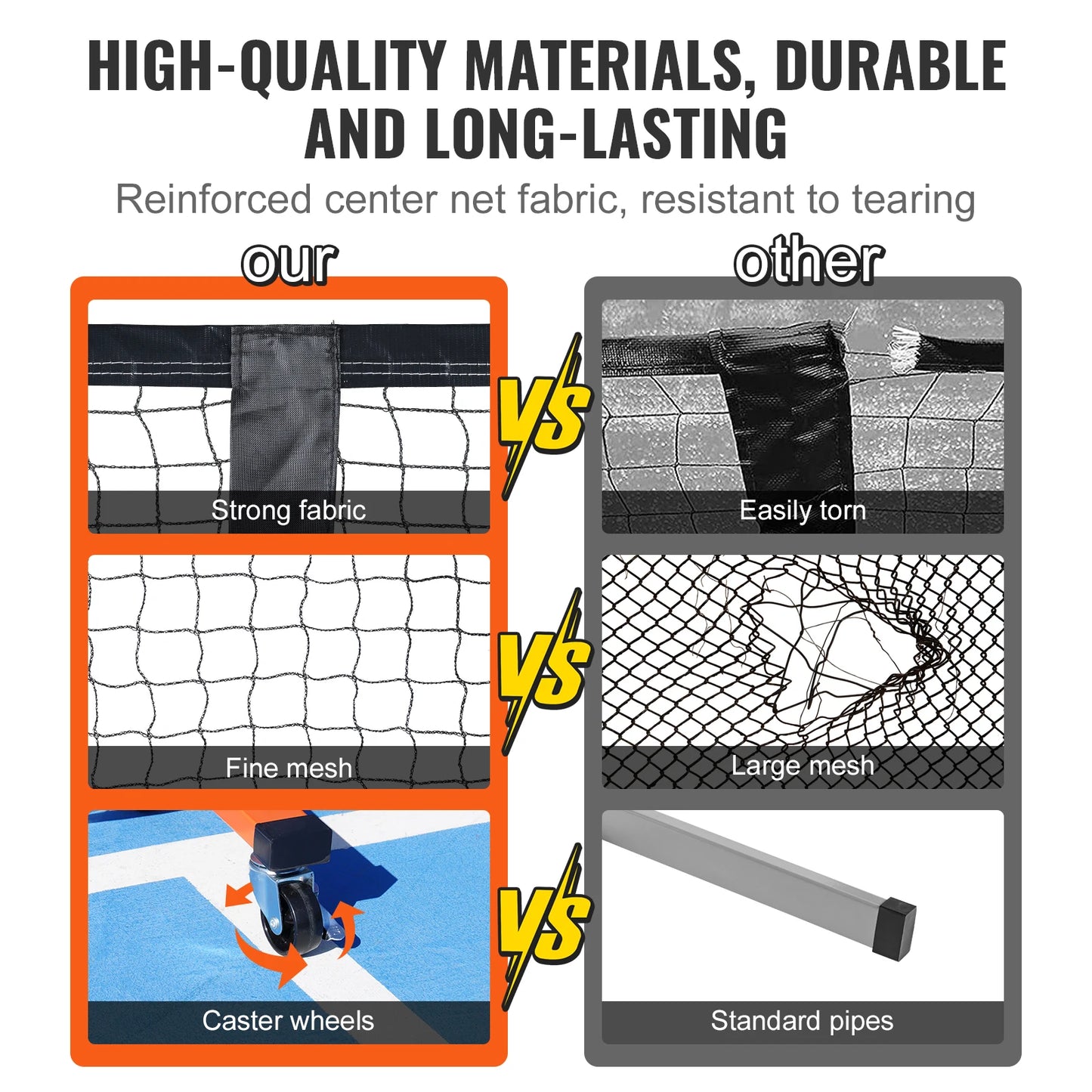 Portable Pickleball Net System 22Ft Full Court Pro Plus