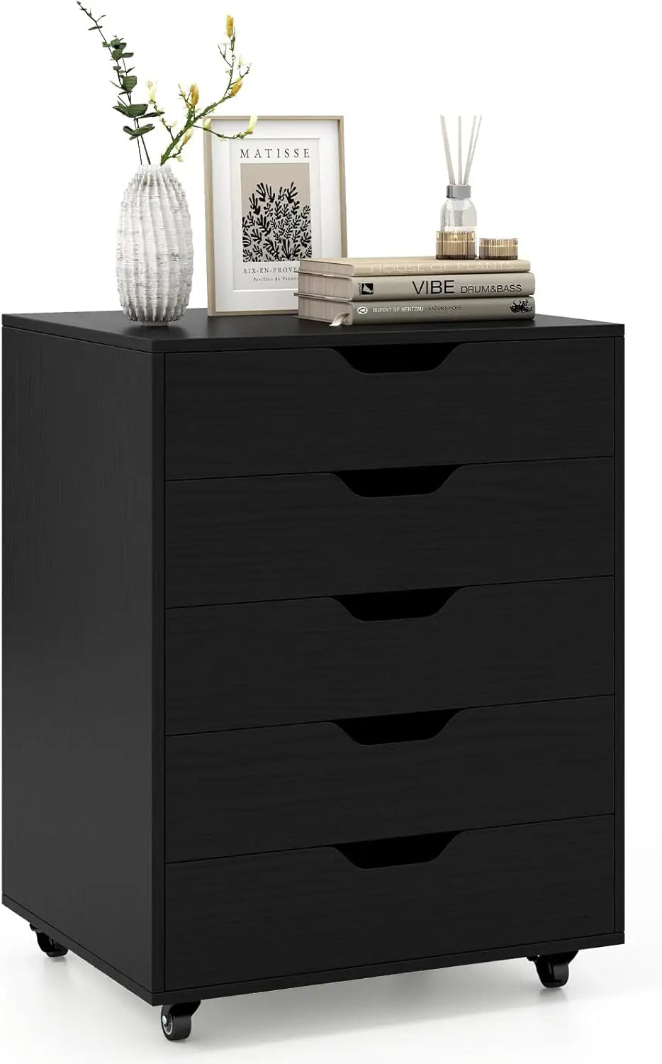 5-Drawer Storage Cabinet, Versatile Drawer of Chest with Lockable Wheels, Mobile Office Lateral File Cabinet,for Home,Customized