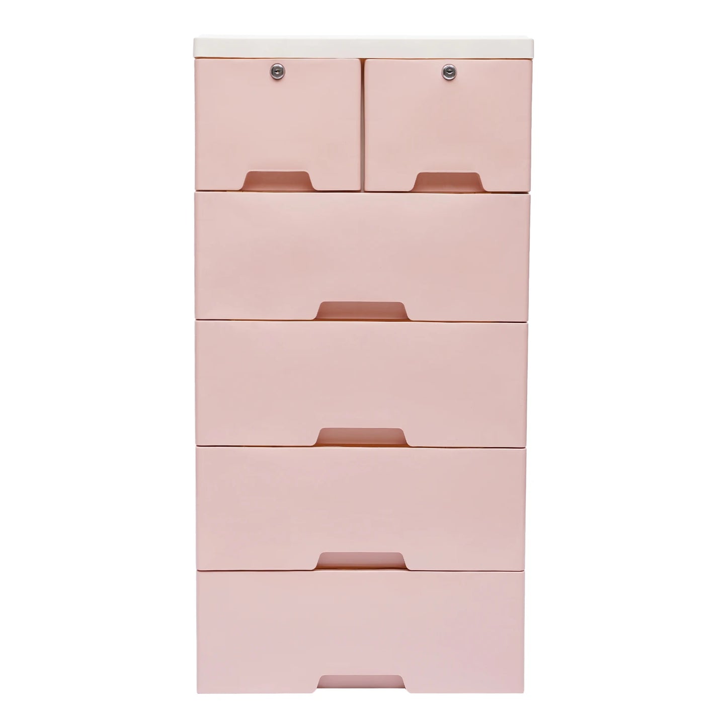 Pink Versatile Storage Cabinet with 6 Drawers and Lock Wheels Large Capacity Convenient Storage Organizer For Bedroom Nursery