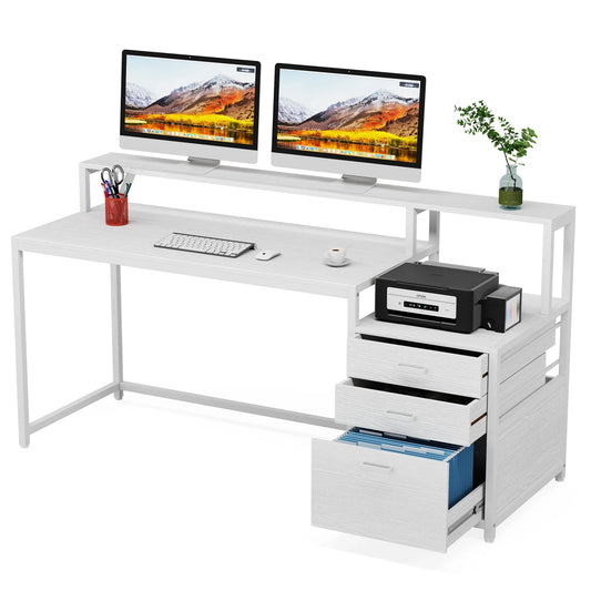 Tribesigns 63 Inch Computer Desk With Ergonomic Monitor Stand