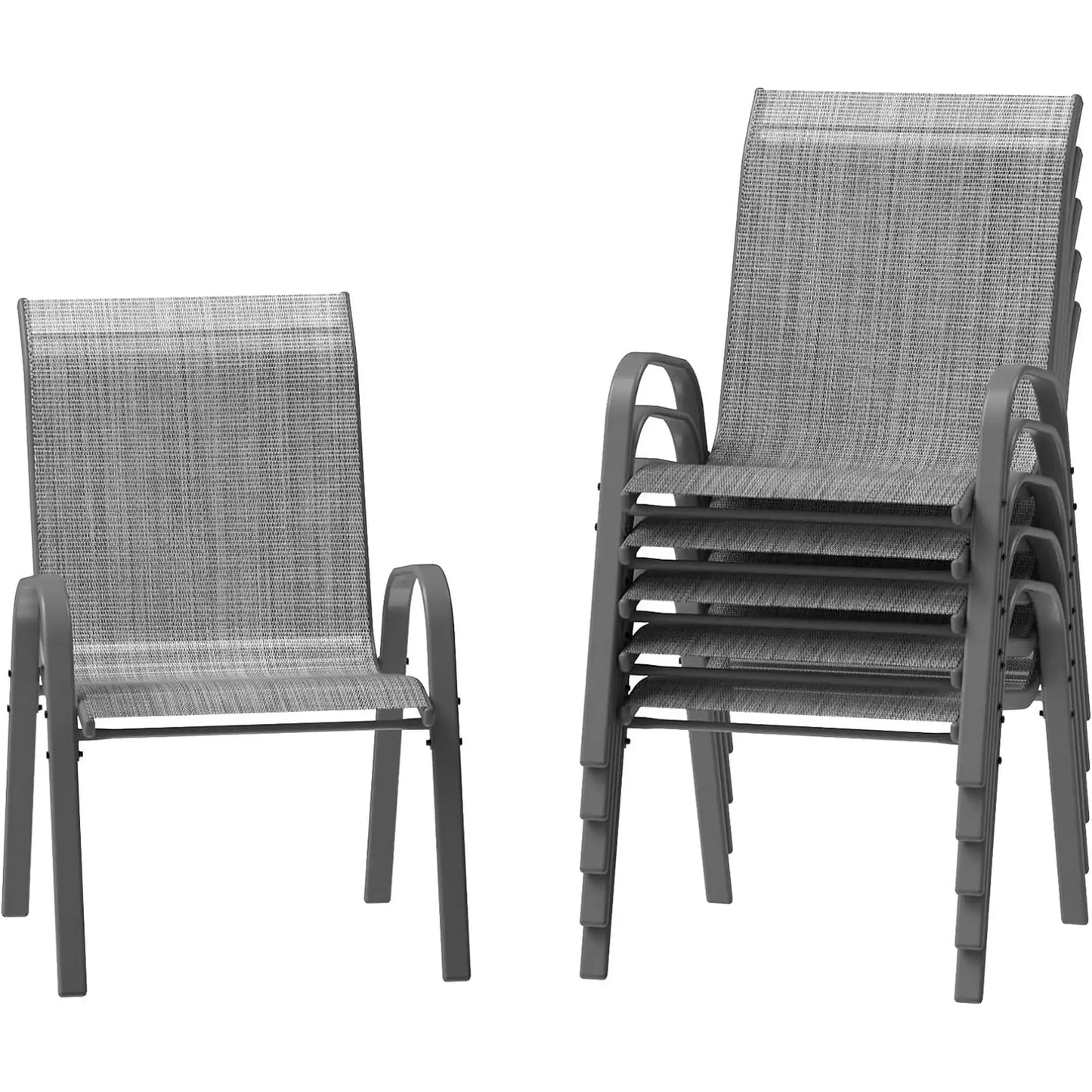 Set Of 6 Patio Chairs Stackable Outdoor Dining All Weather