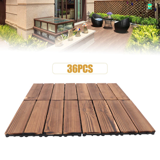 Solid Wood Floor Tiles Interlocking Deck Tiles Non Slip Outdoor