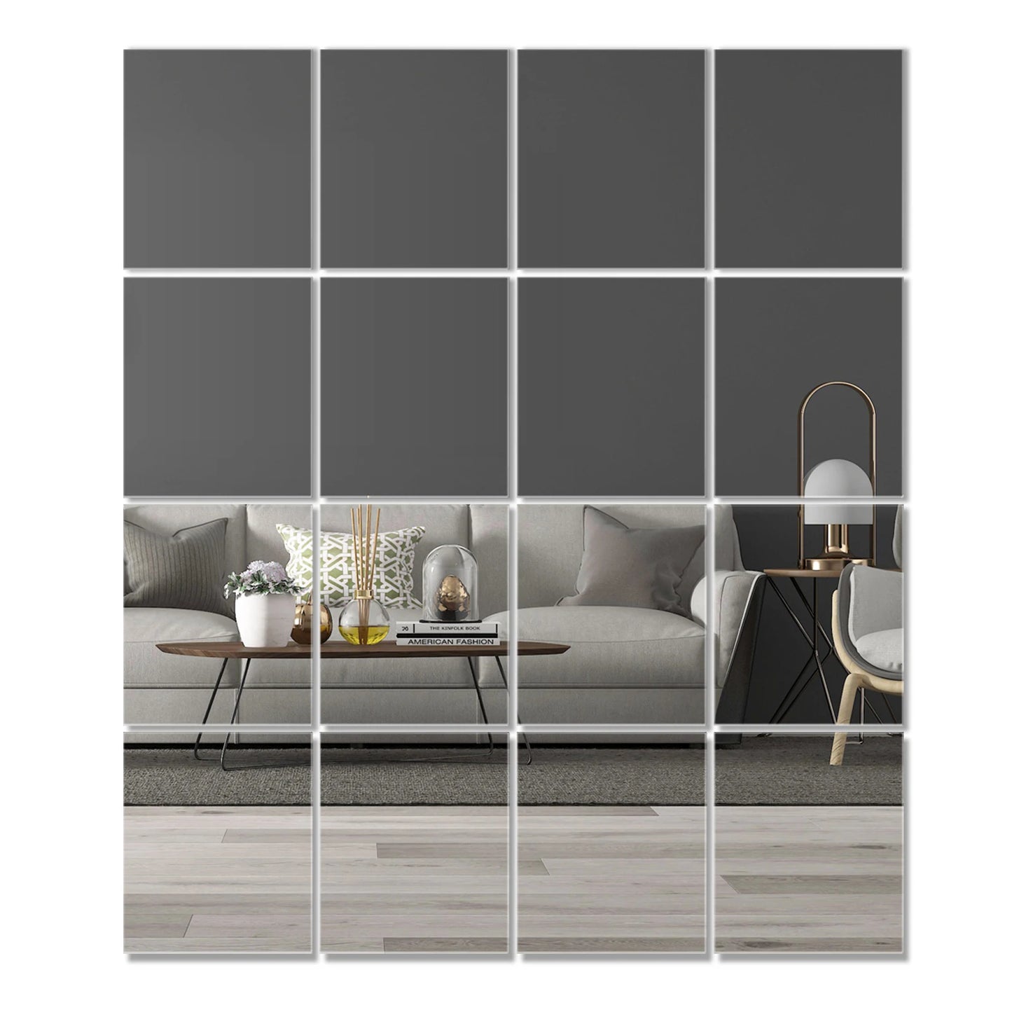 Acrylic Wall Mirrors Set 16pcs Self Adhesive for Bathroom