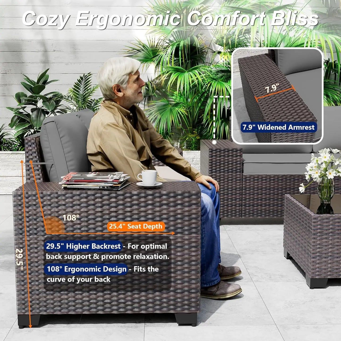 10 Piece Patio Furniture Set With Fire Pit And Chairs