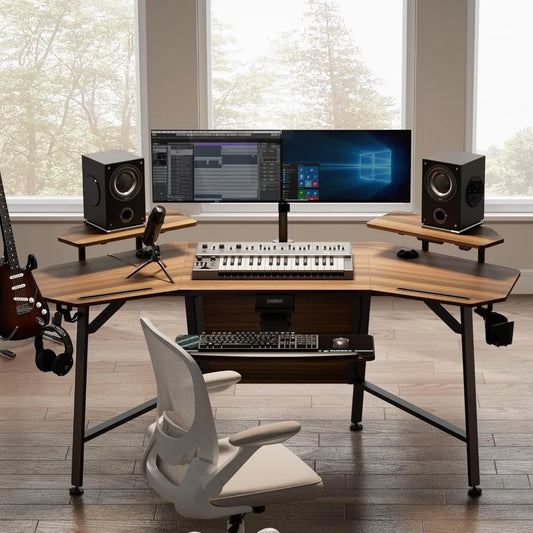 Ergonomic 72 Inch Wing Shaped Gaming Desk With Keyboard Tray