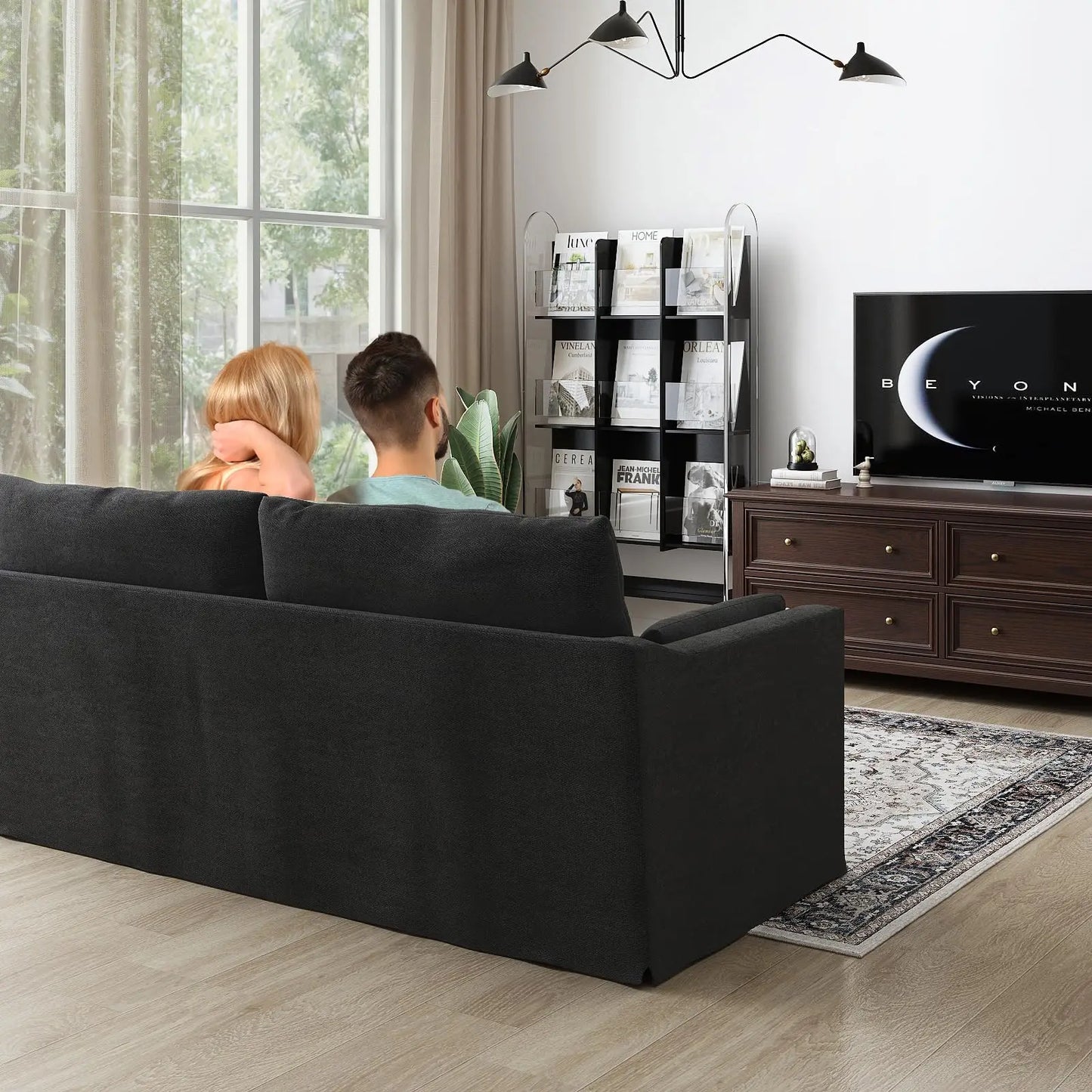 Living Room Sofa Furniture Luxury Couch with Cushions Washable Linen Cover Slipcovered Couch, Single and Triple Seats Available