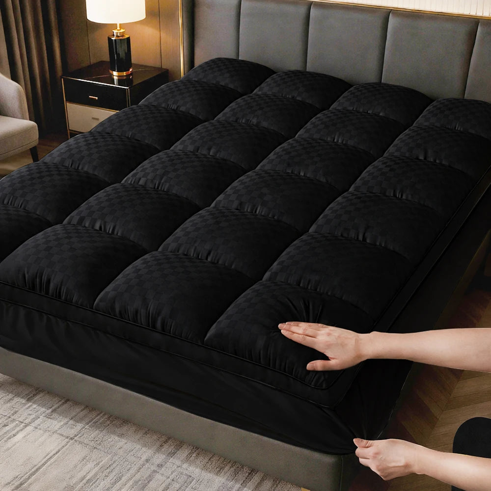 Extra Thick Mattress Topper 500-1000Gsm Cooling Noiseless Breathable Fitted 8-21 Deep Pocket Machine Washable Mattress Pad