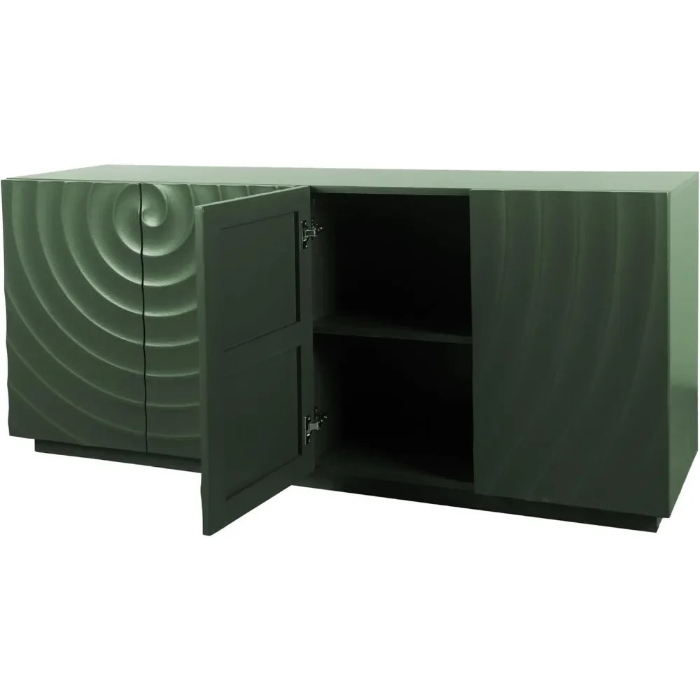 Wood Kitchen Storage Cabinet with Water Ripple Doors and Suspended Base