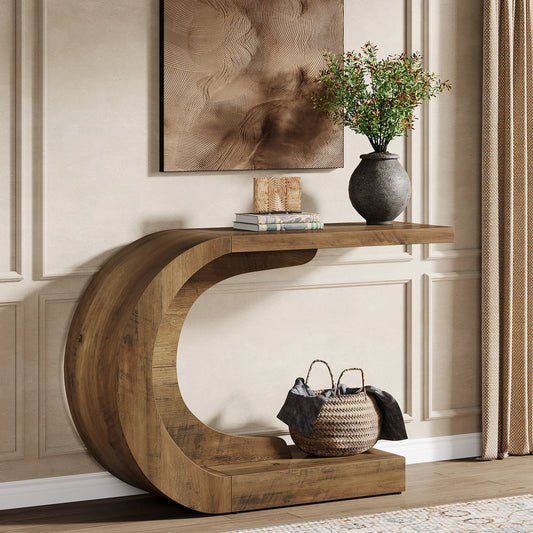 Mid Century Modern Console Table For Entryway With Storage