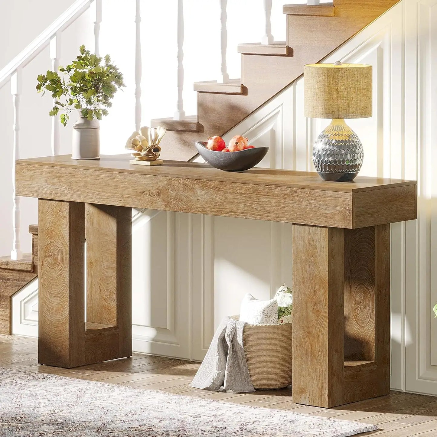 Farmhouse Console Table 63 Inch Narrow Space Saver Slim