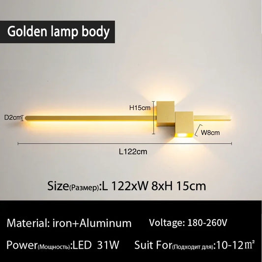 Architectural Contemporary Minimalist LED Wall Fixture With Brushed Brass Finishes
