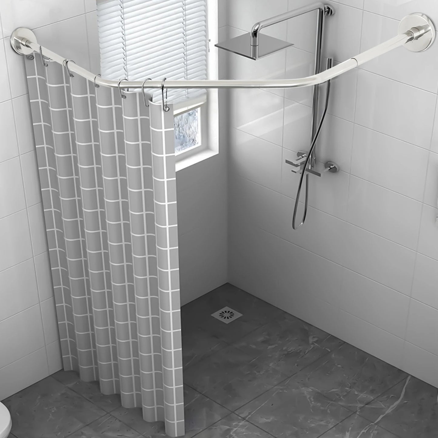 Shower Curtain Rod Stretchable Wall Mount Waterproof 75CM
