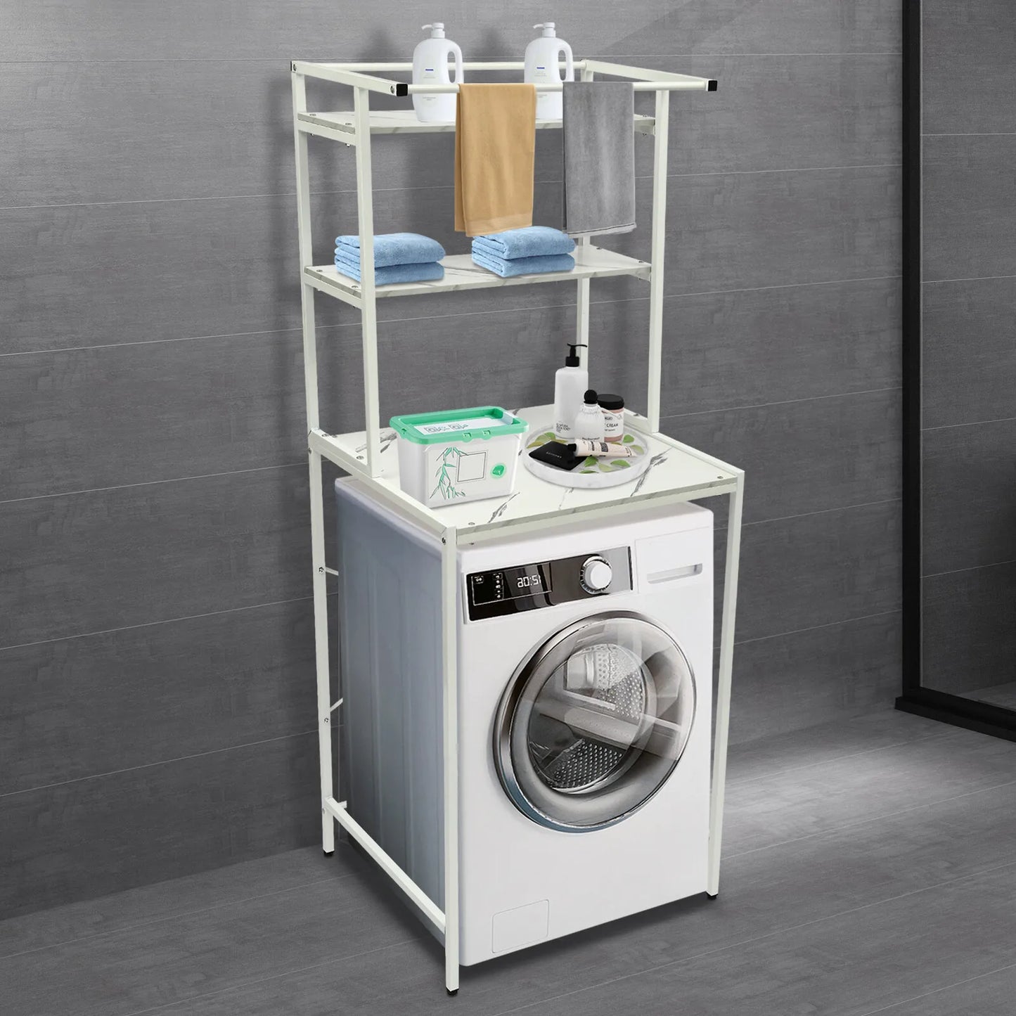 Over Washer Dryer Storage Shelf 3 Tier Organizer For Towels