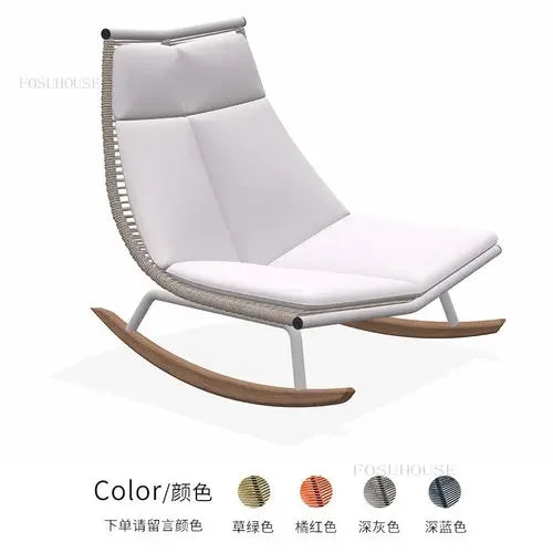 Nordic Outdoor Rattan Garden Furniture Set with Rocking Chairs