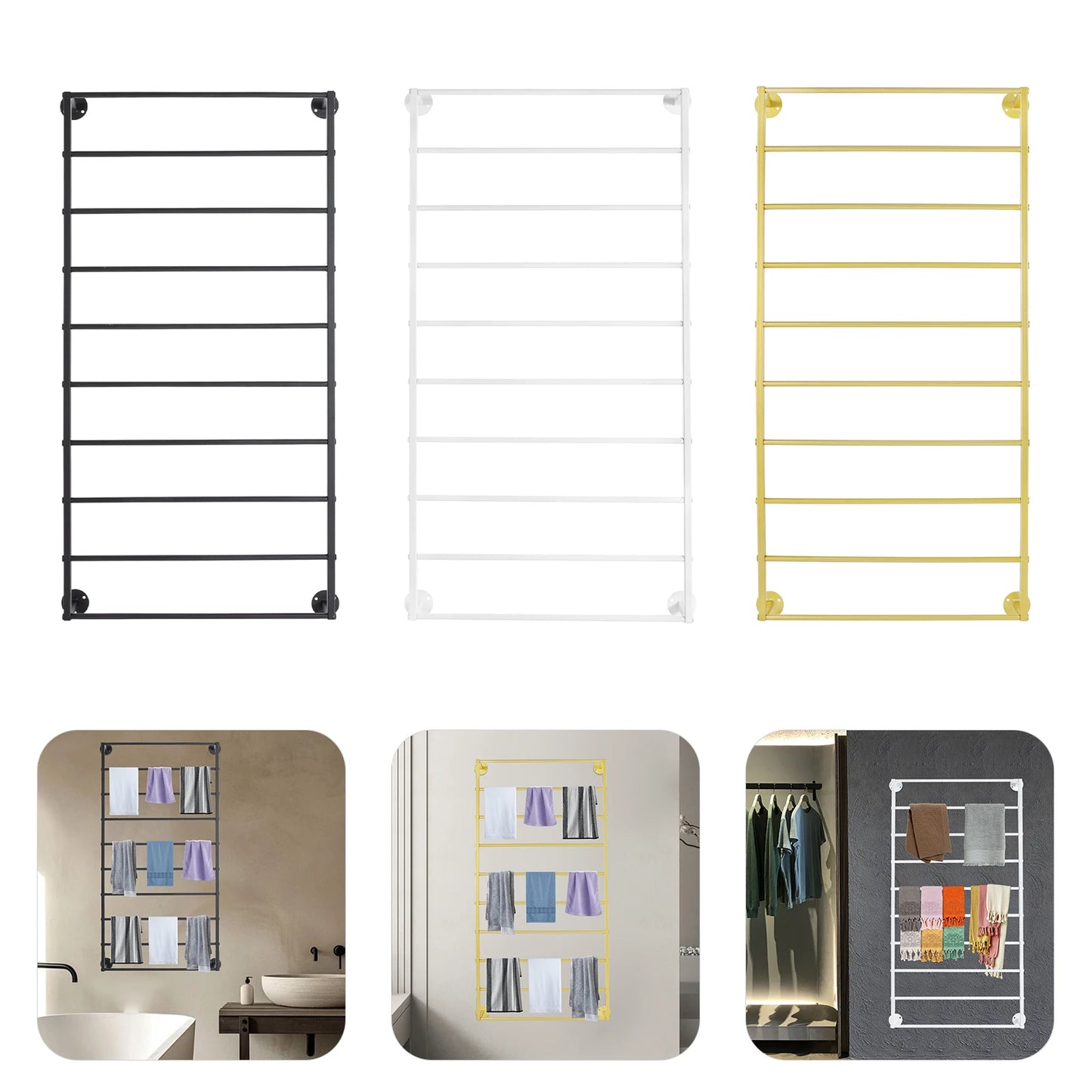 Wall Mounted Scarf Rack 10 Tier With Detachable Crossbar