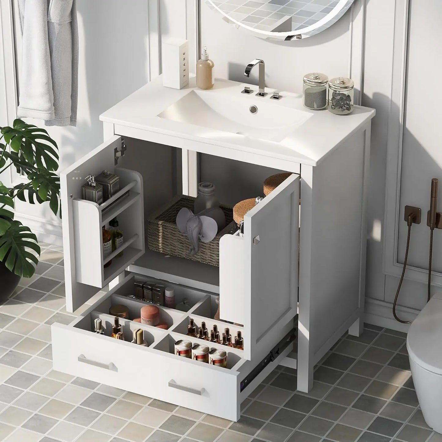 30" Bathroom Vanity with Single Sink, Combo Cabinet Undermount Sink, Bathroom Storage Cabinet with 2 Doors , Customized