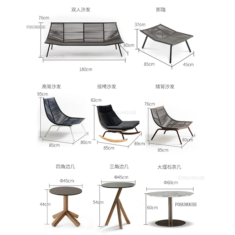 Nordic Outdoor Rattan Garden Furniture Set with Rocking Chairs