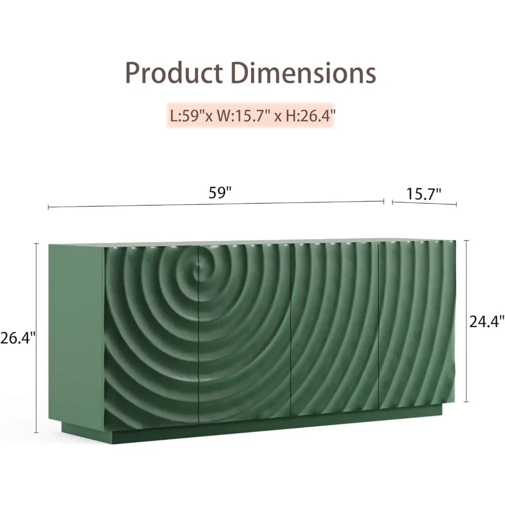 Wood Kitchen Storage Cabinet with Water Ripple Doors and Suspended Base