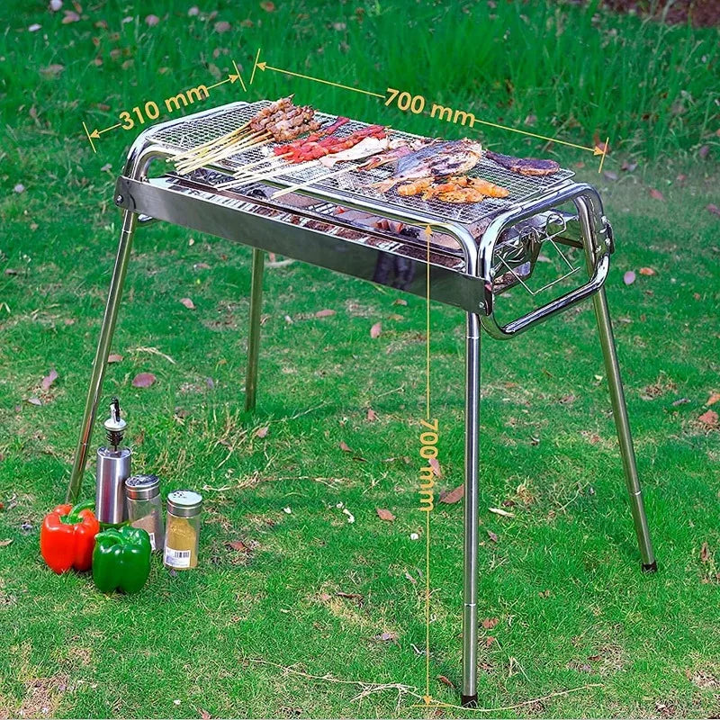 Folding Portable Charcoal Grill Stainless Steel Outdoor Camping Barbecue