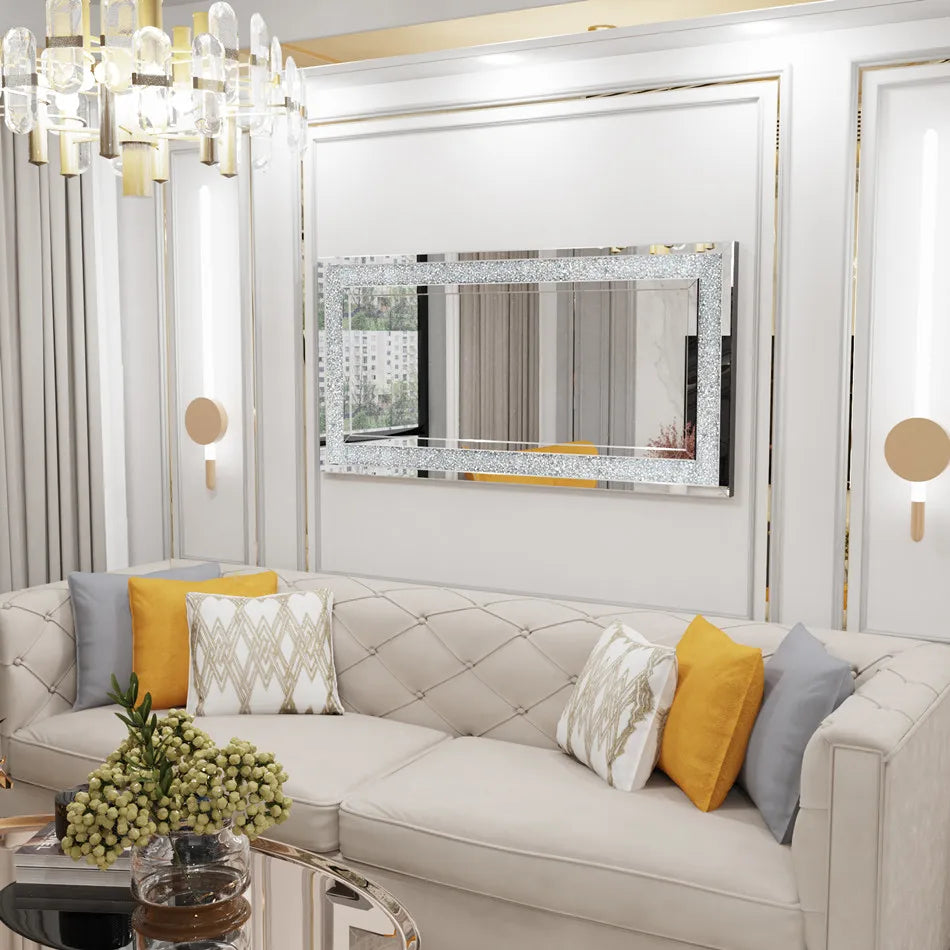 Frameless Crystal Vanity Mirror With Rhinestone Accents