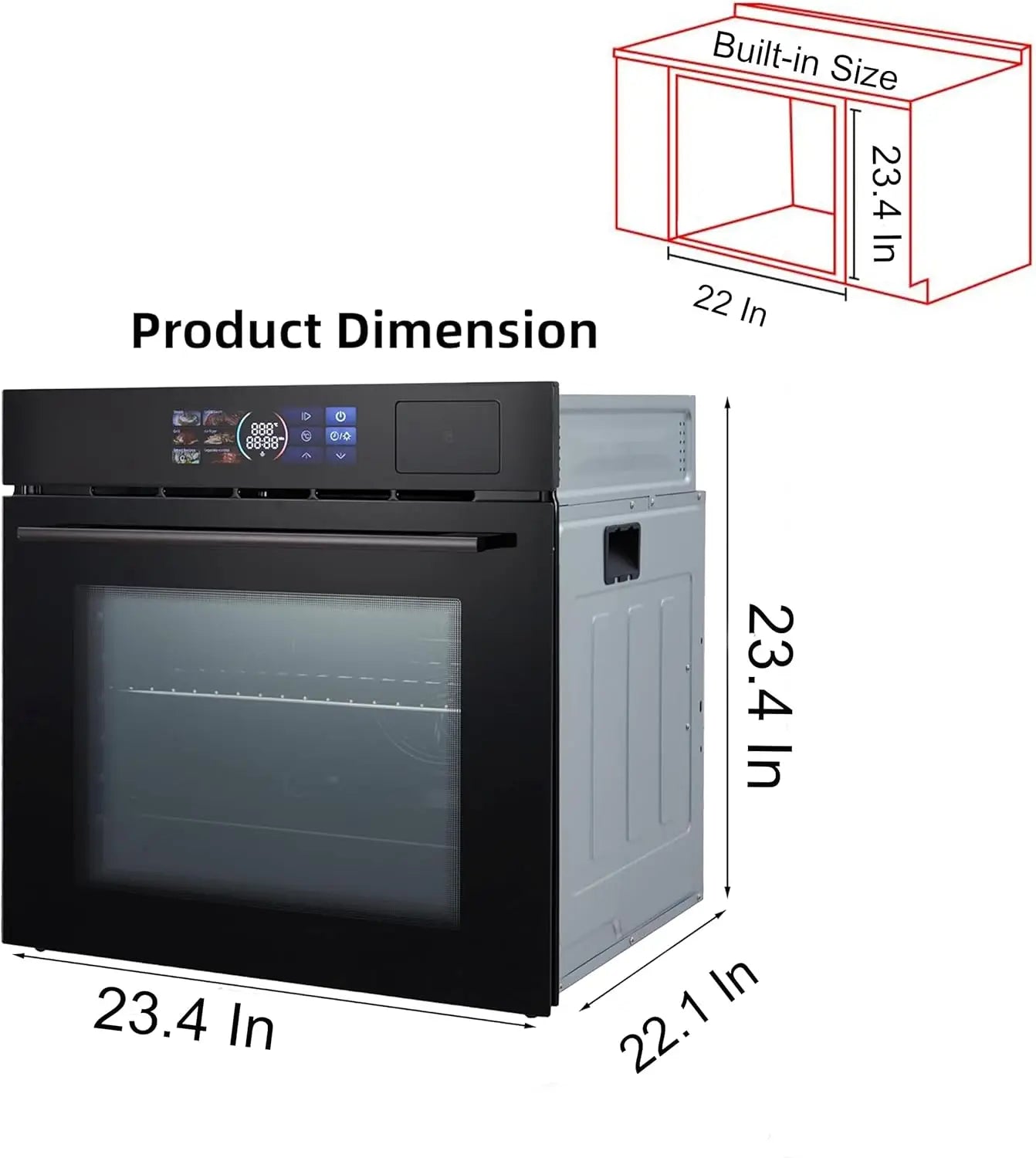 Built-In Electric Oven 24 Inch With Steam And Grill
