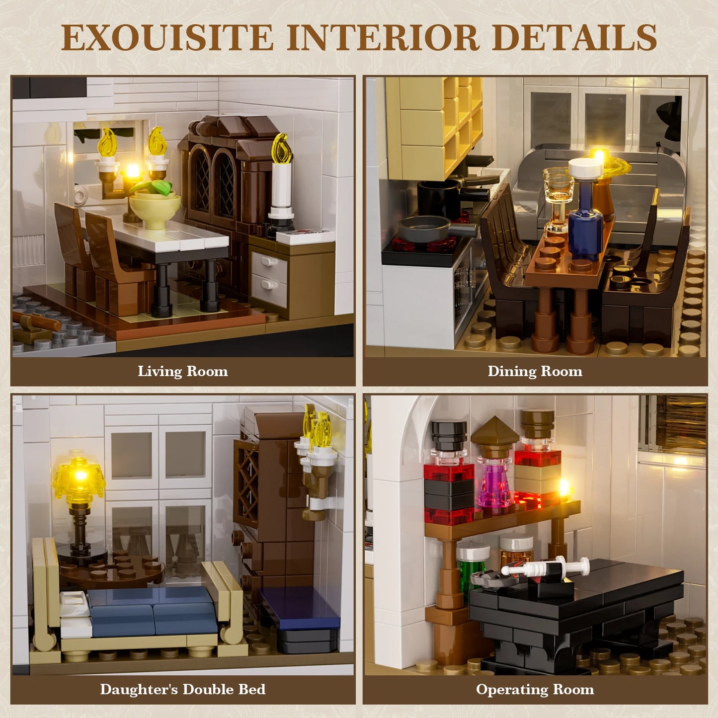 Owens House Building Set With LED Light Display 1877 PCS