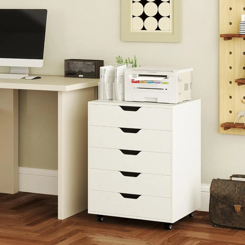 5-Drawer Storage Cabinet, Versatile Drawer of Chest with Lockable Wheels, Mobile Office Lateral File Cabinet,for Home,Customized