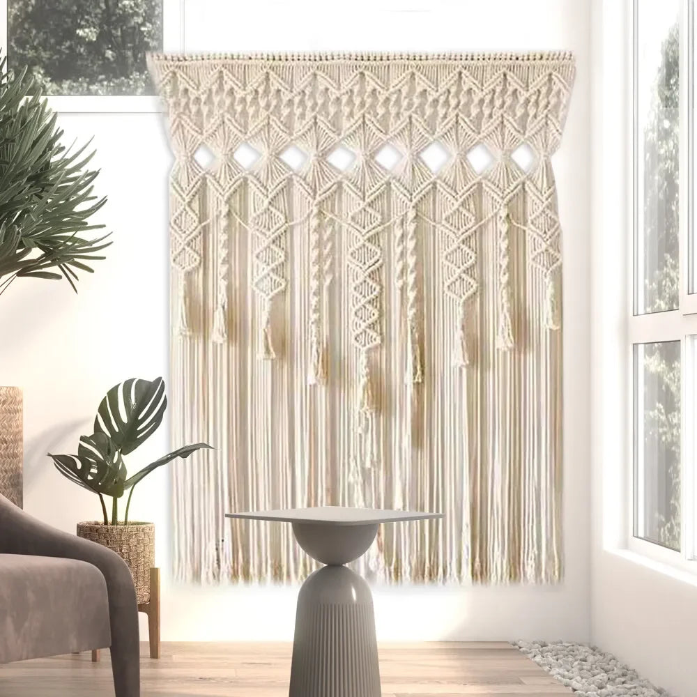 Premium Luxurious Handwoven Macrame Wall Hanging Tapestry Boho Backdrop Curtains