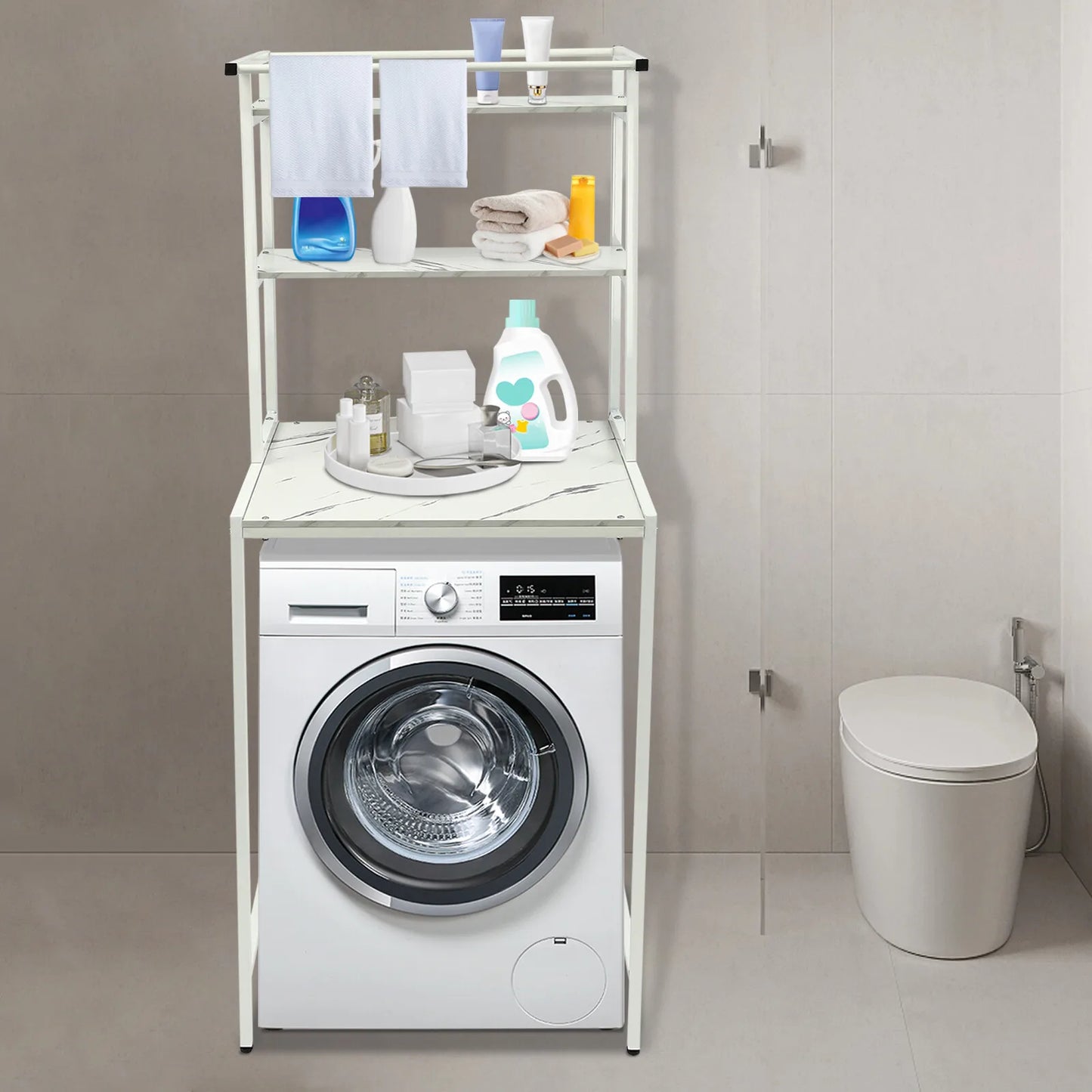 Over Washer Dryer Storage Shelf 3 Tier Organizer For Towels