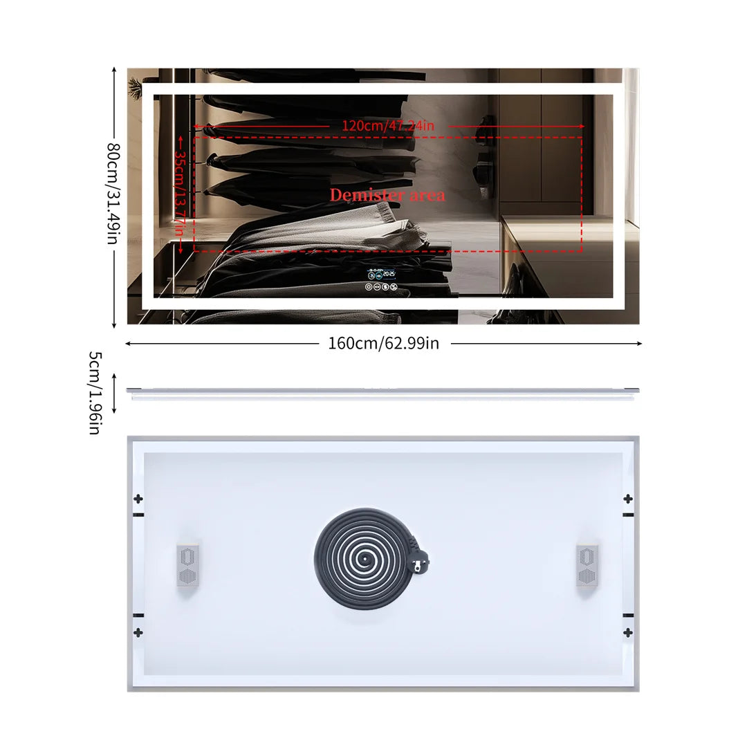 Illuminated Bluetooth Bathroom Vanity Mirror With Anti Fog LED Lighting
