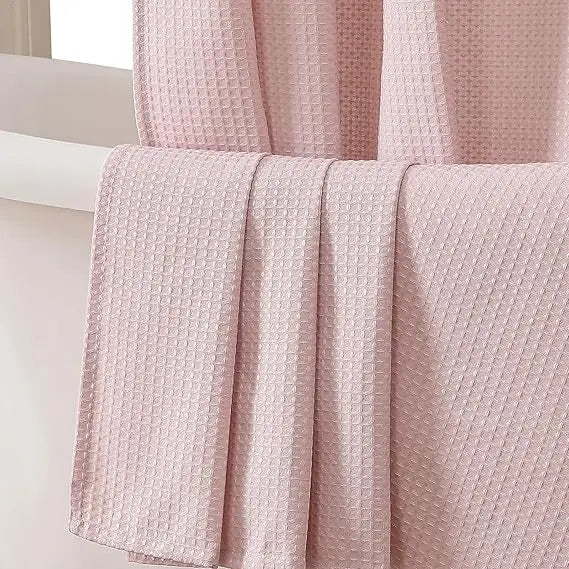 Blush Pink Shower Curtain Set UltraDurable WaffleTextured LuxuryBathroomGrade Premium