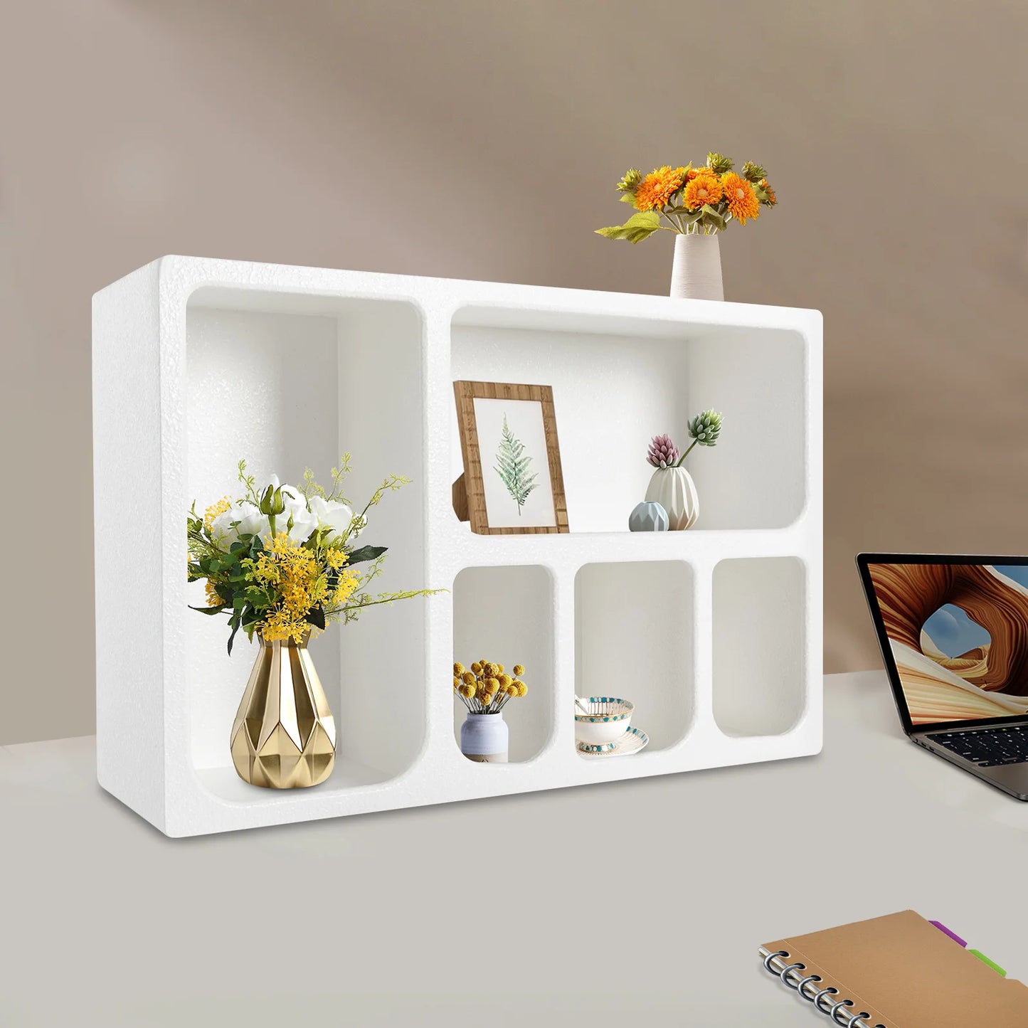 Modern White Wall Cabinet Space Saving Storage Organizer