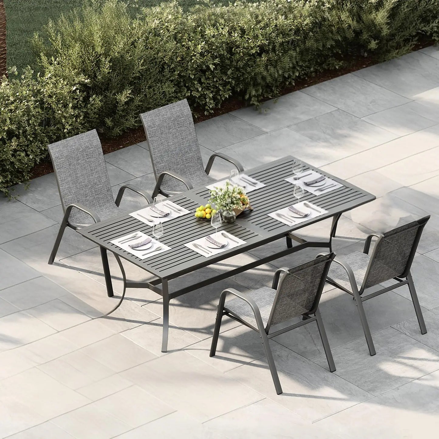 Set Of 4 Stackable Outdoor Patio Chairs, All-Weather Textilene High-Back Dining Chairs, 400lb Heavy-Duty Deck Chairs For Garden