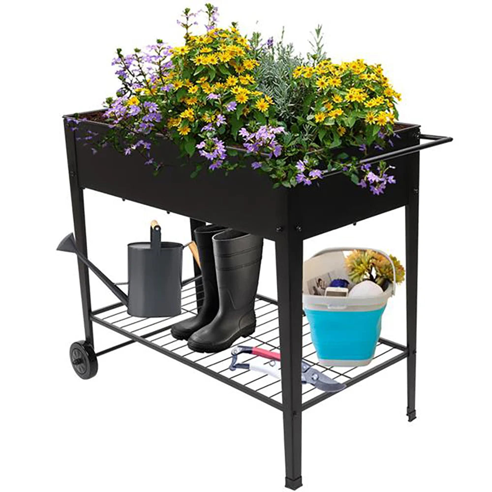 Mobile Raised Garden Bed Cart With Legs And Wheels Outdoor