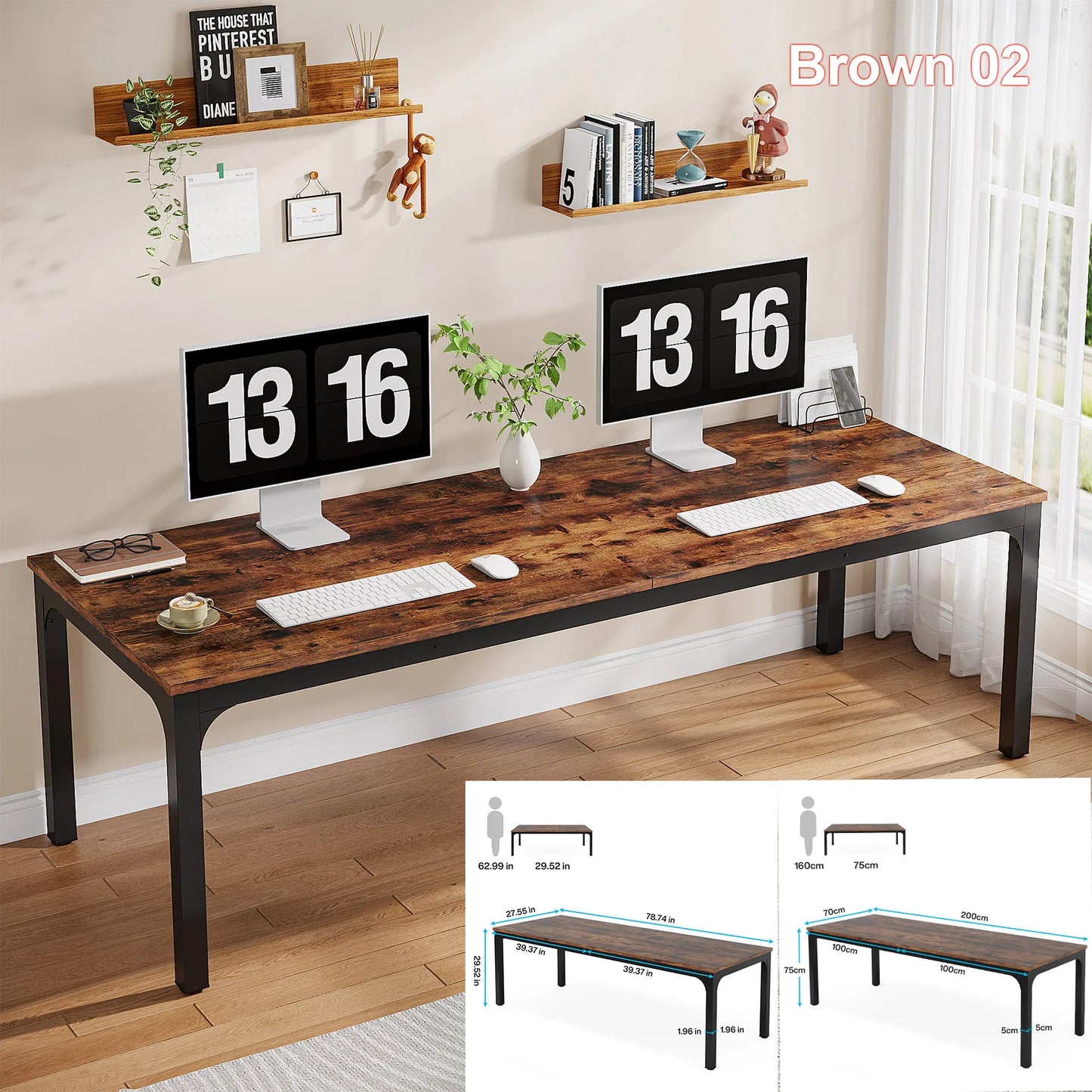Extra Long Two Person Double Computer Desk for Home Office