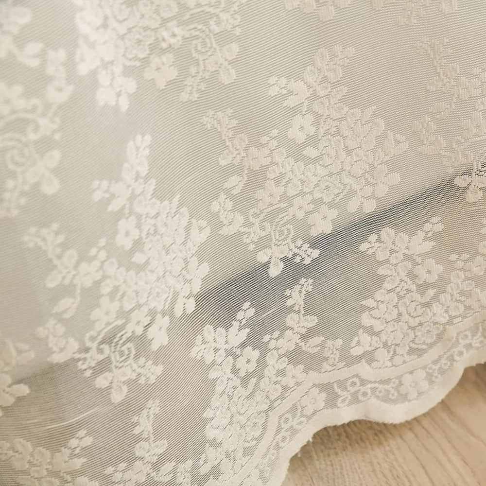 Ivory Lace Shower Curtain With Attached Valance Exquisite VintageChic FloralPatterns