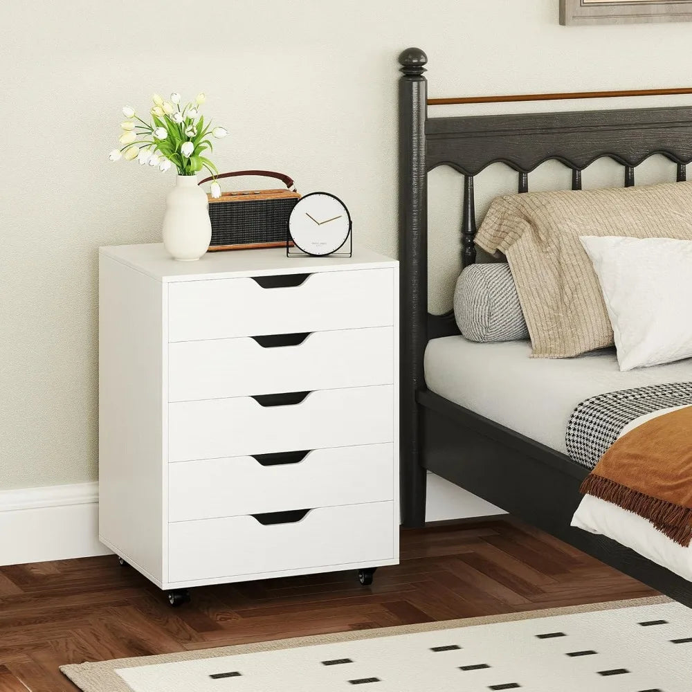 5-Drawer Storage Cabinet, Versatile Drawer of Chest with Lockable Wheels, Mobile Office Lateral File Cabinet,for Home,Customized