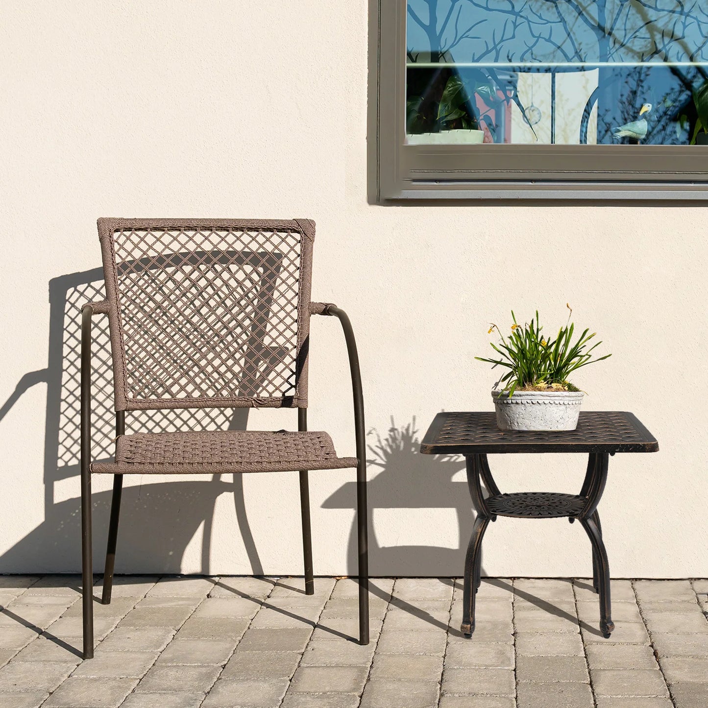 Cast Aluminum Outdoor Side Table Anti Rust Patio Bistro