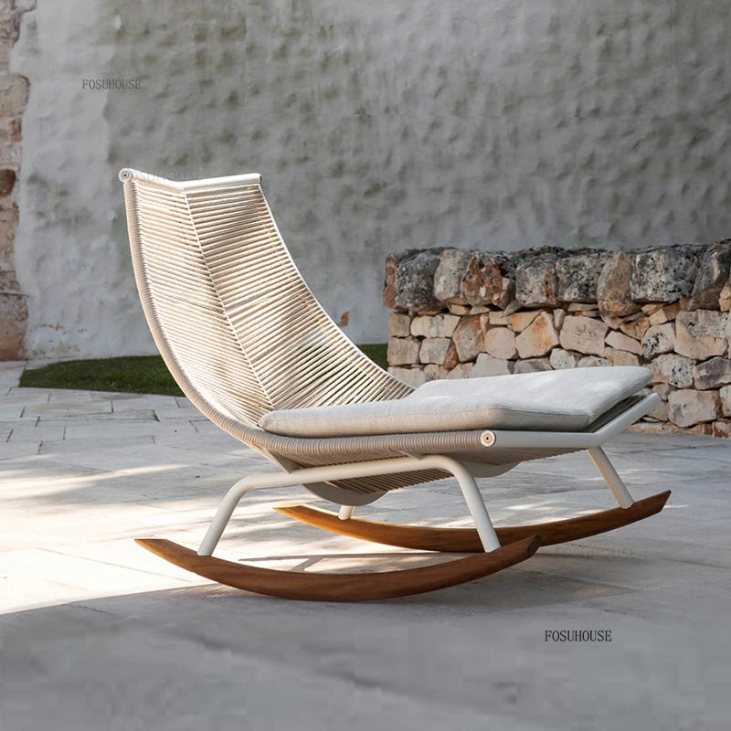 Nordic Outdoor Rattan Garden Furniture Set with Rocking Chairs